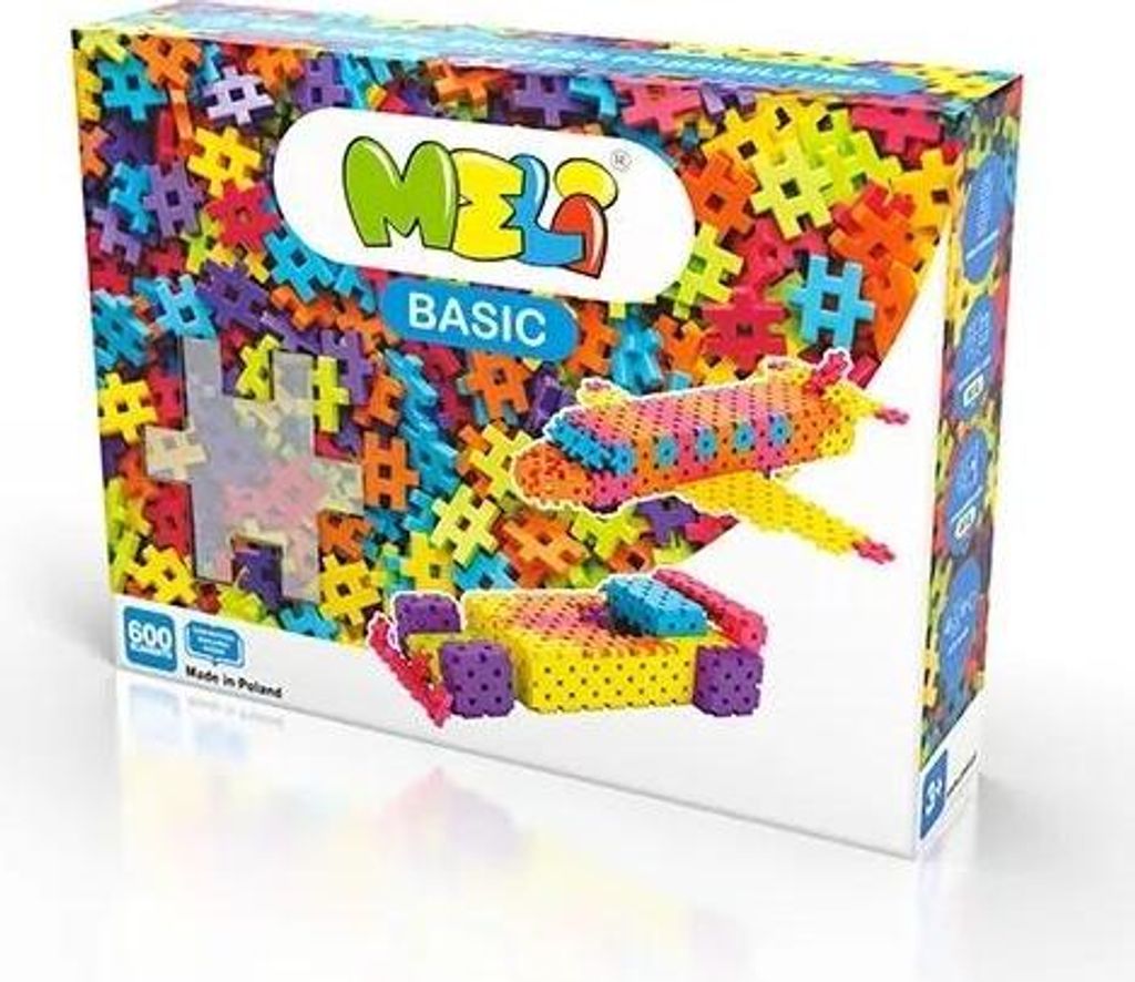 The image shows the front of a product box for Meli Basic building blocks.