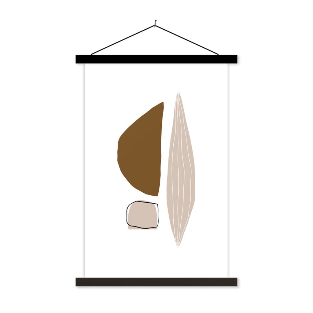 MuchoWow Textilposter Abstrakt - Formen - Linienkunst 40x60 cm mit schwarzem Rahmen - Wanddekorationen