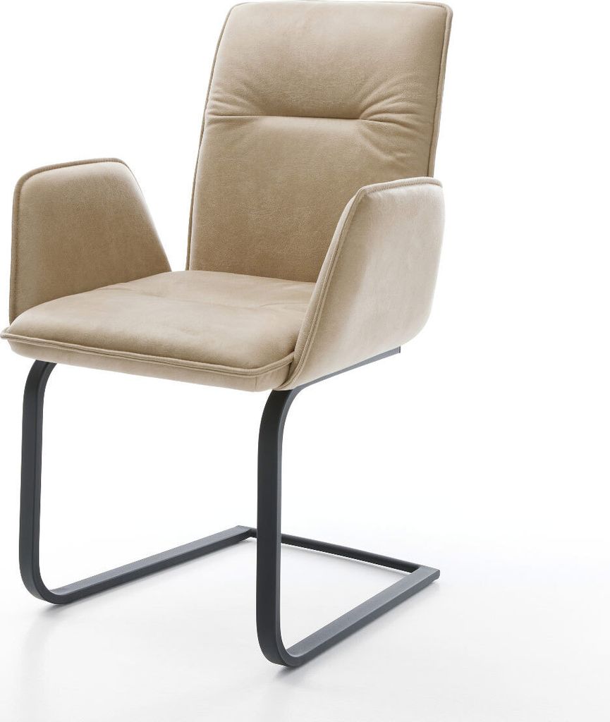 DELIFE Freischwinger Vinja-Flex Mikrofaser Beige Vintage Produktbild 