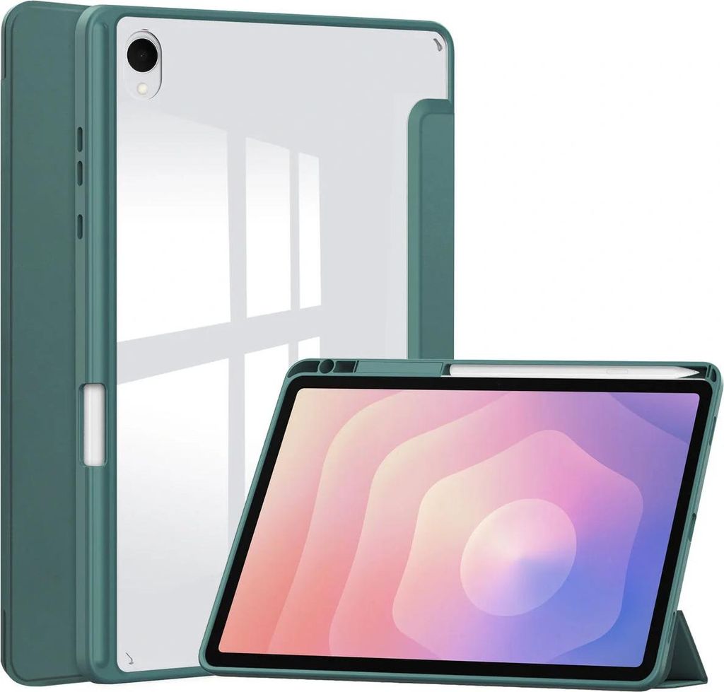 Schutzhülle mit Klappe für Galaxy Tab S11, Bizon Case Tab Clear Matt, Dunkelgrün