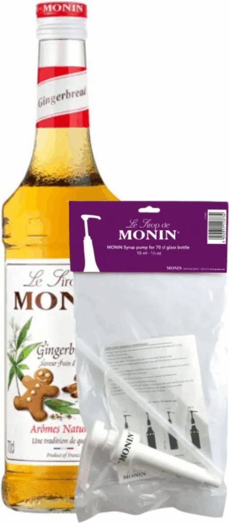 Monin Sirup Lebkuchen (70 cl) + Siruppumpe (10 ml)