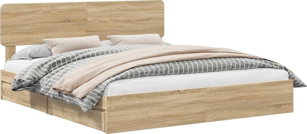 Aufbewahrungsbett Sonoma-Eiche 180 x 200 cm Holzwerkstoff