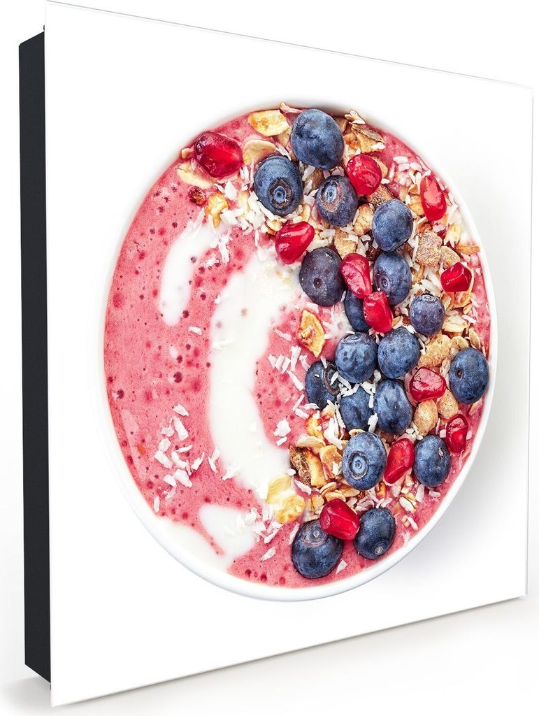 Nachbildung-Schlüsselkasten, Magnetpinnwand und Memoboard mit Glasfront Motiv Beerensmoothie und Granola