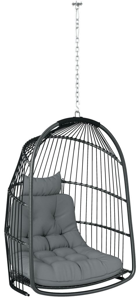 Outsunny Hängesessel Hängekorb mit Kissen Polyrattan Produktbild 