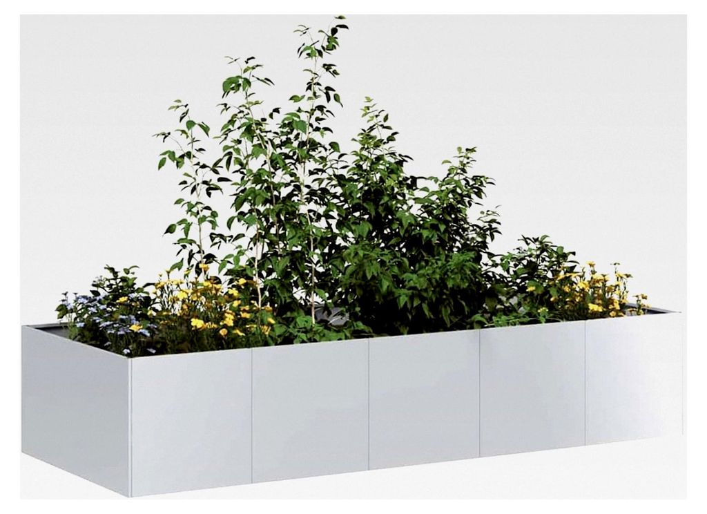 Pflanzkübel 200x80x40 cm aus verzinktem Stahl, Blumentopf für Gartenpflanzer auf Balkon, Terrasse und im Innen- und Außenbereich