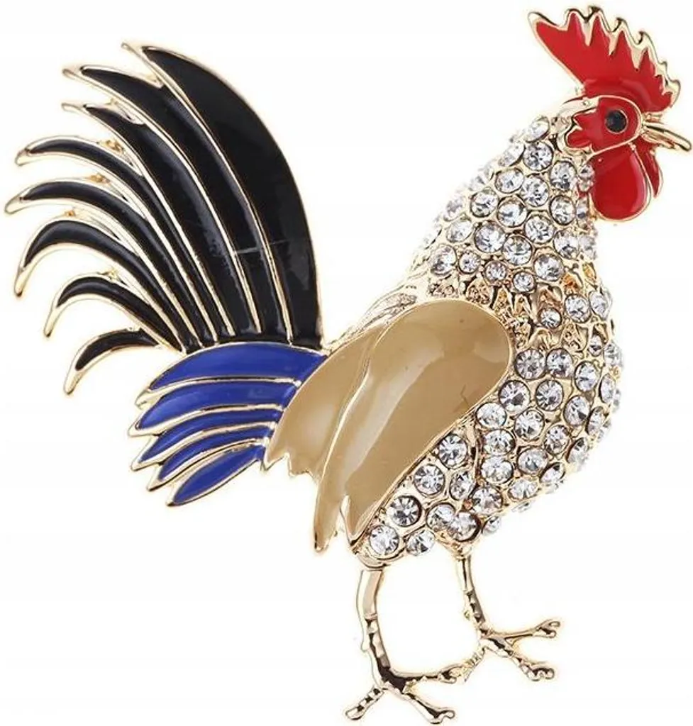Spilla Gallo Oro PINETS HAHN - Zirconi Brillanti Vogel - Luxury Pin