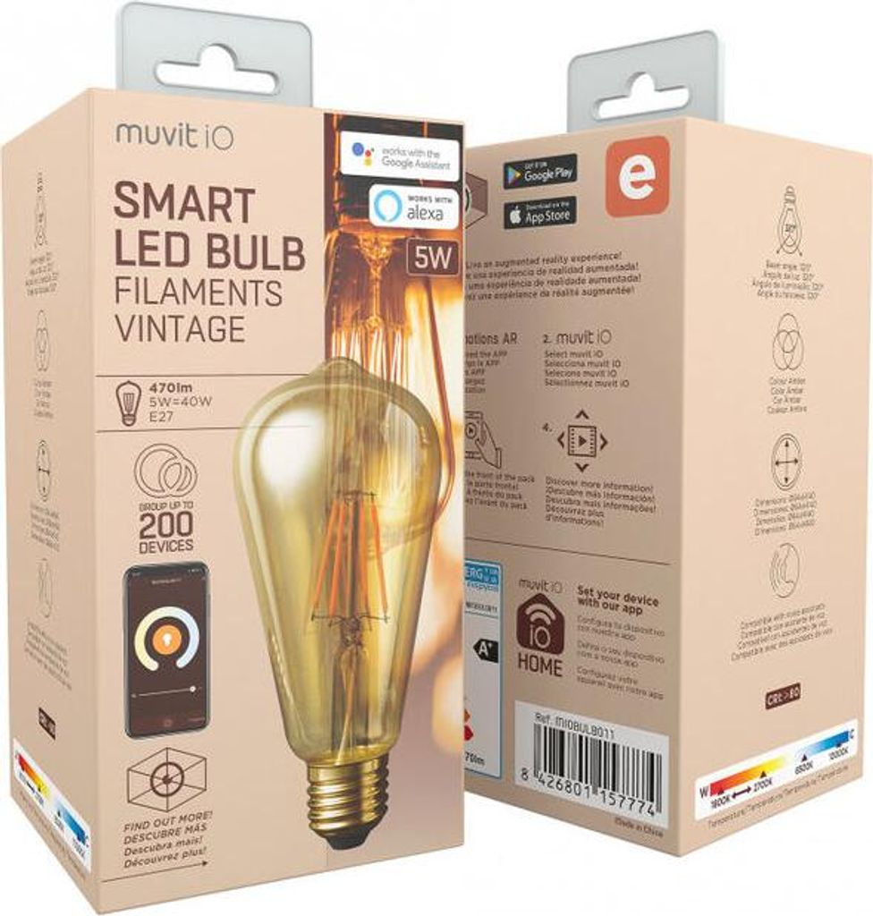 Smart Glühbirne Muvit iO 5 W E27 1800 K 2700 K 480 Lm Wi-Fi