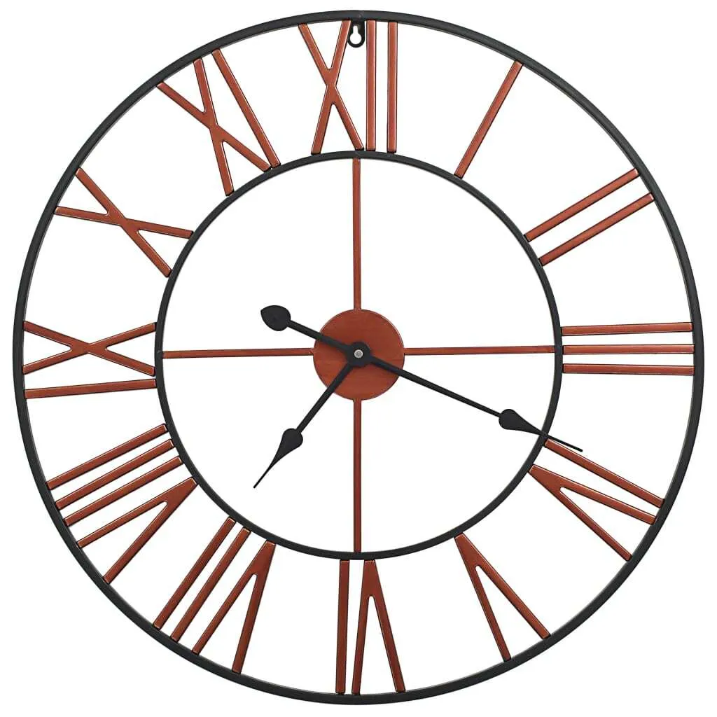 Horloge murale ronde en métal rouge 58 cm - Grande pendule décorative