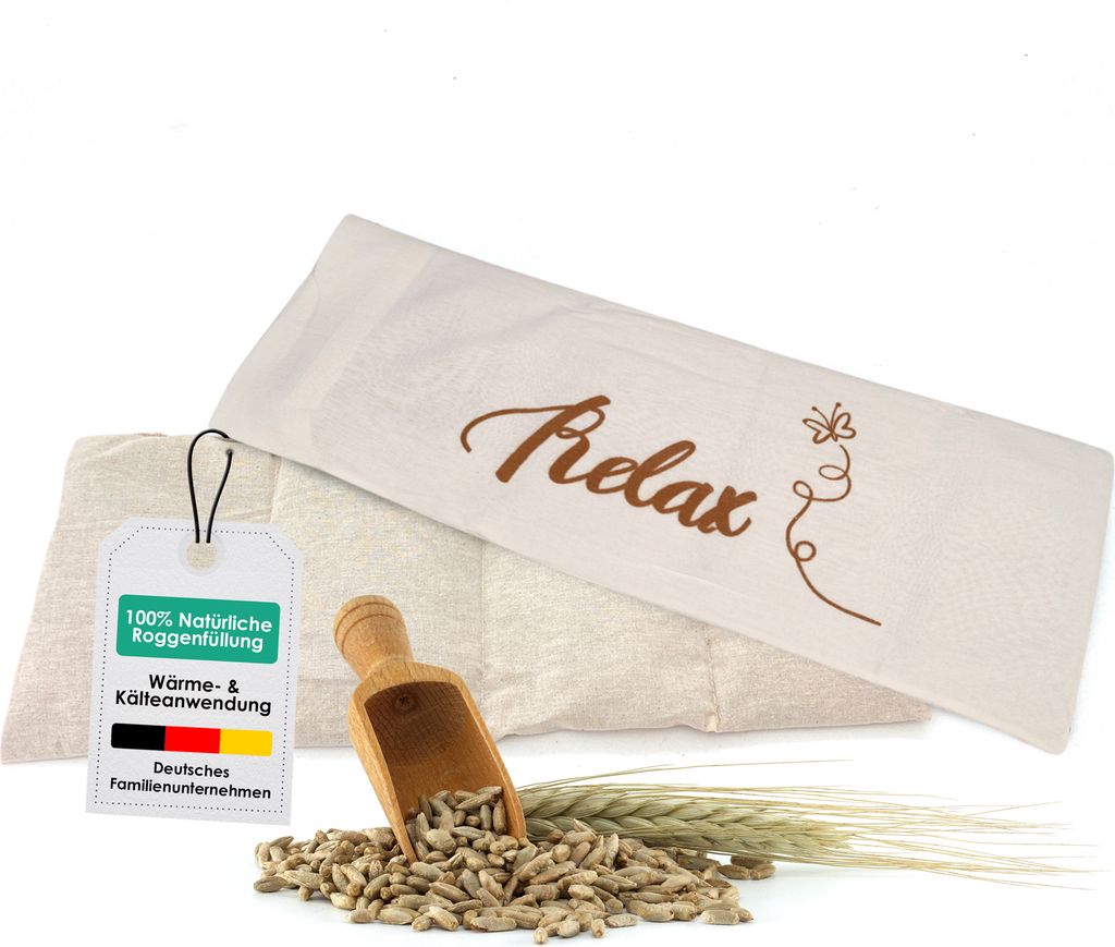heimtexland ® Roggen Natur Körnerkissen Kälte- und Produktbild
