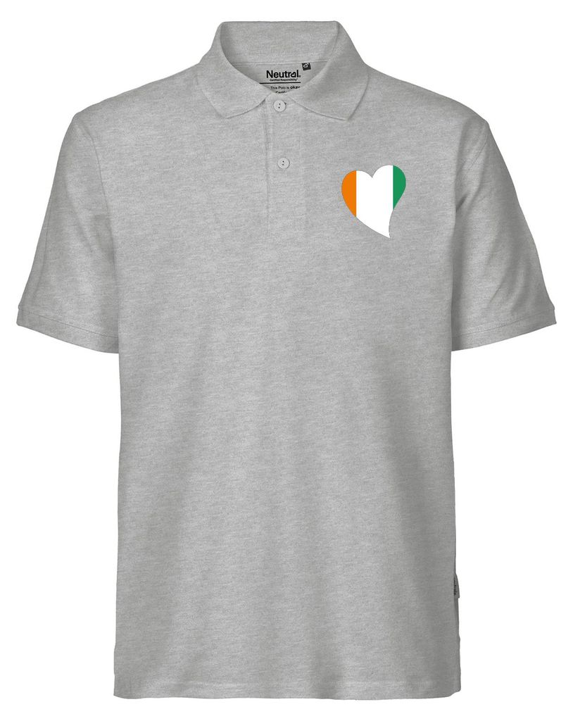 Huuraa Herren Polo Shirt Elfenbeinküste Flagge Herz L Sport Grey Bio Baumwolle Fairtrade Poloshirt Geschenkidee