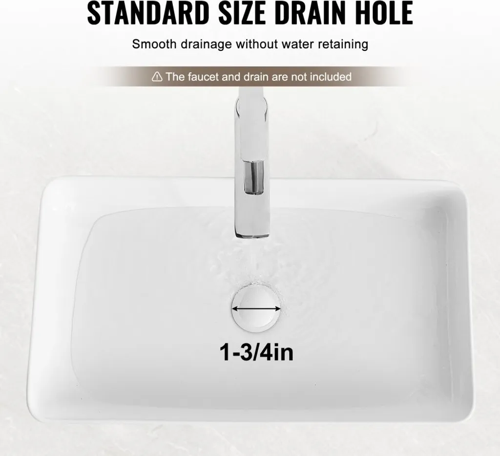 Lavandino Bagno Appoggio Bianco 60cm - Ceramica Facile Pulizia 609x351 - 3