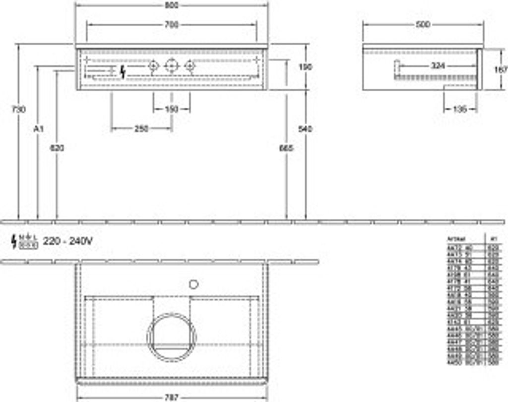 Villeroy & Boch K08013HJ WTUS Antao K08_1 800x190x500mm