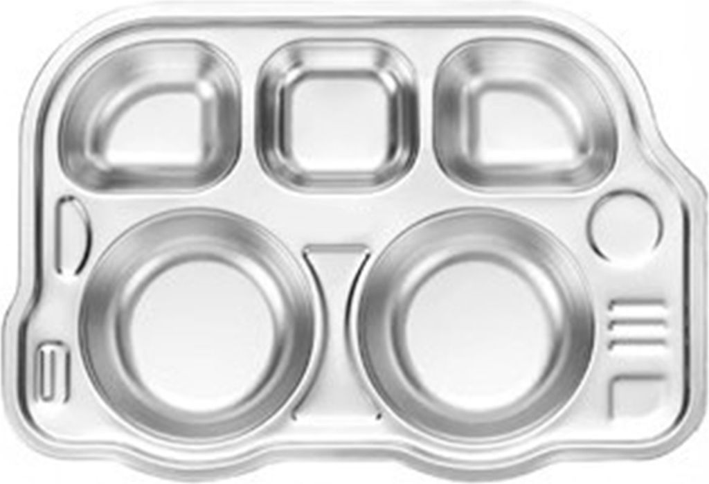Essteller aus Edelstahl für Kinder, Cartoon-Design, unterteiltes Tablett, lebensmittelecht, langlebig, Kinderfach, Servieren von Snackgerichten