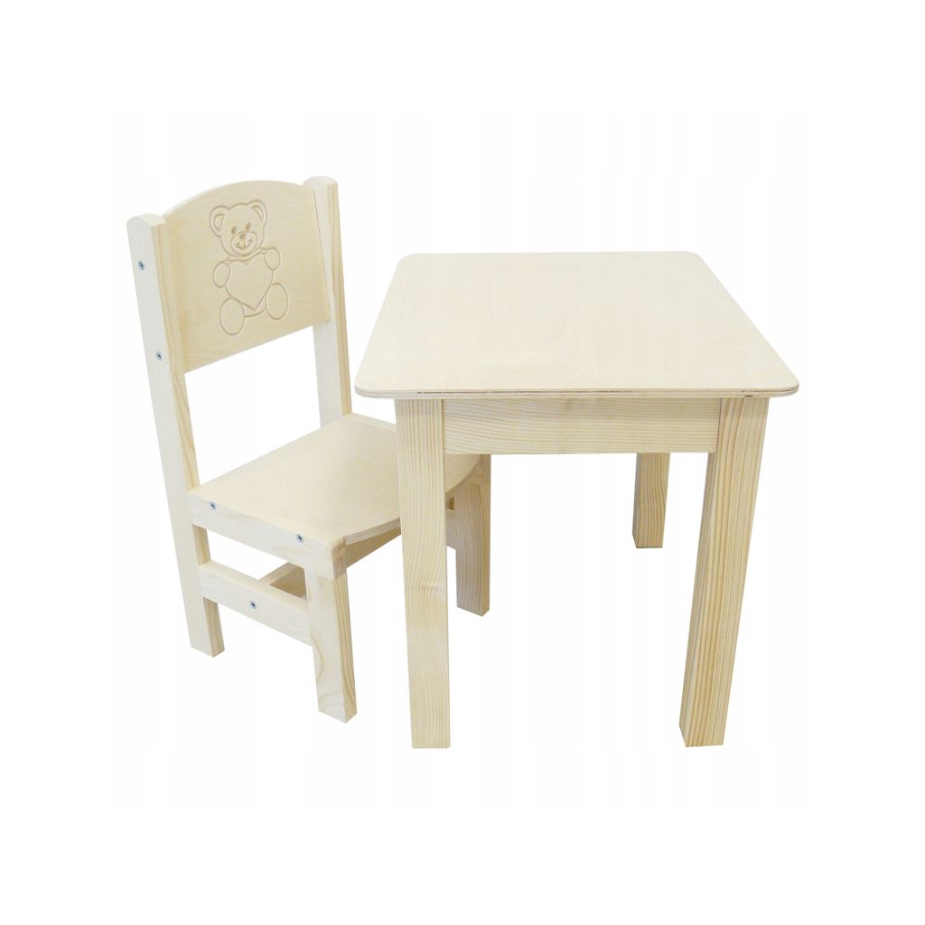 Kinder Tisch und Stuhl Set – Montessori Möbel aus Holz mit Gravur – Sicher und Ergonomisch für Kinder von 2-4 Jahren