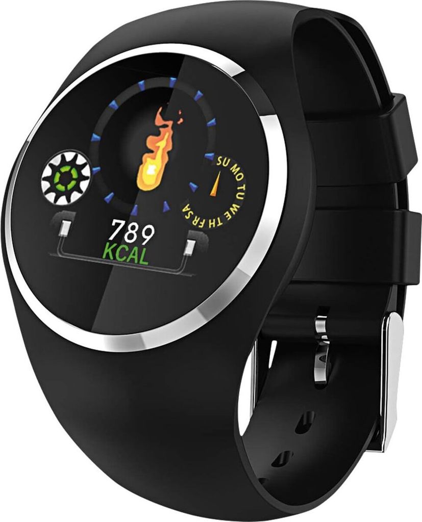 Fitness Tracker mit Herzfrequenz Blutdruck Schlaf Schritte Farbdisplay mit Animation Smartwatch Armband Uhr - 9703-7 Schwarz fur Android und IOS