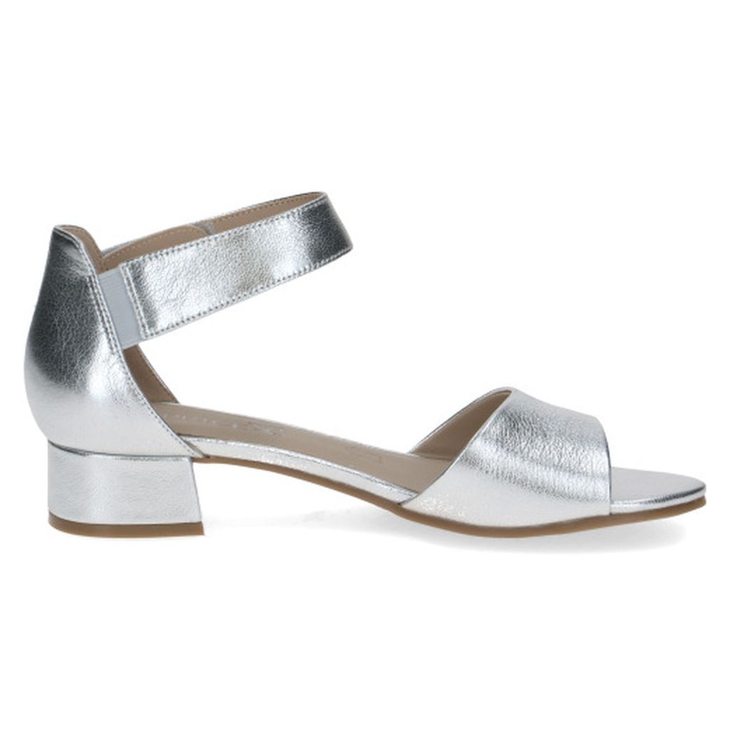 Caprice Damen Sandalette geschlossene Ferse Leder Klettverschluss 9-28212-42, Größe:37 EU, Farbe:Silber