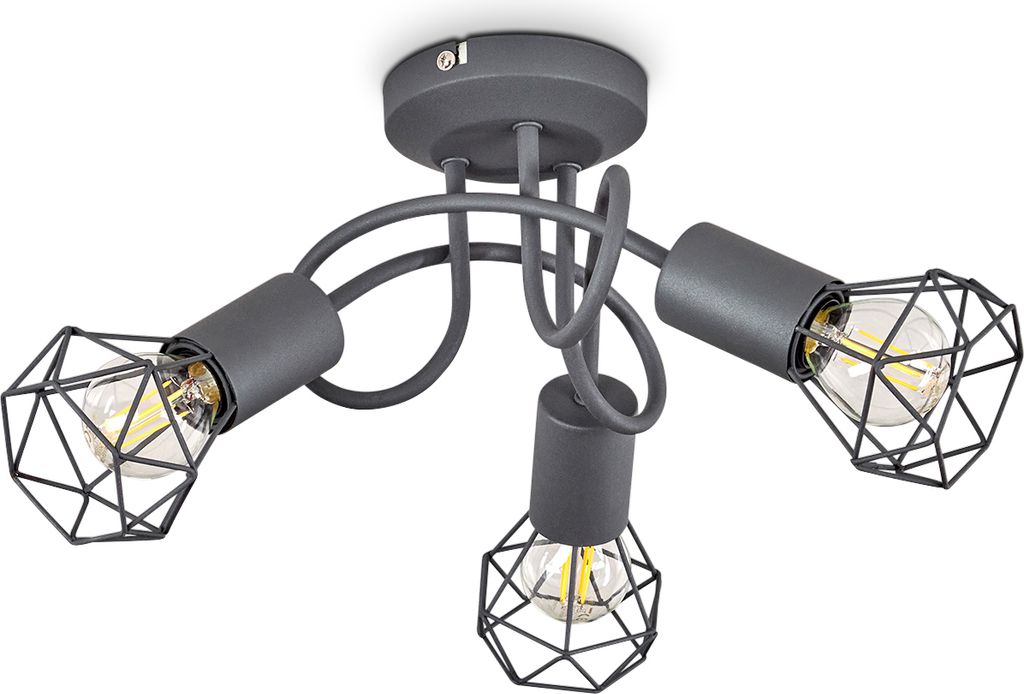 Borio »Borio« runde Deckenlampe im Industrial Design aus Metall in Grau