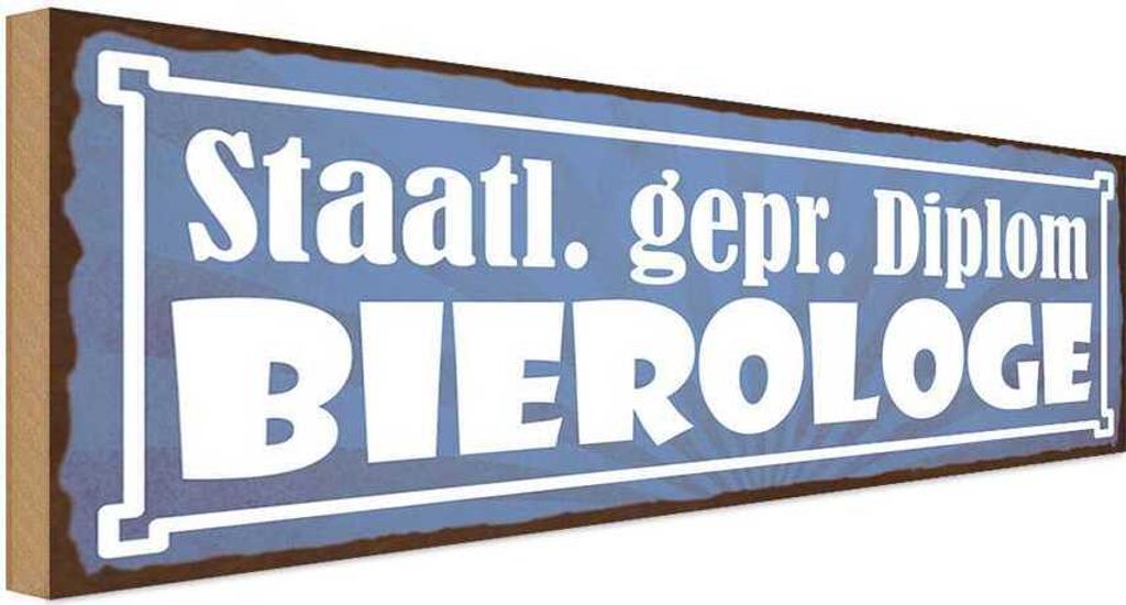 vianmo Holzschild 10x27 cm Staatl. gepr. Bierologe Bier Essen Trinken