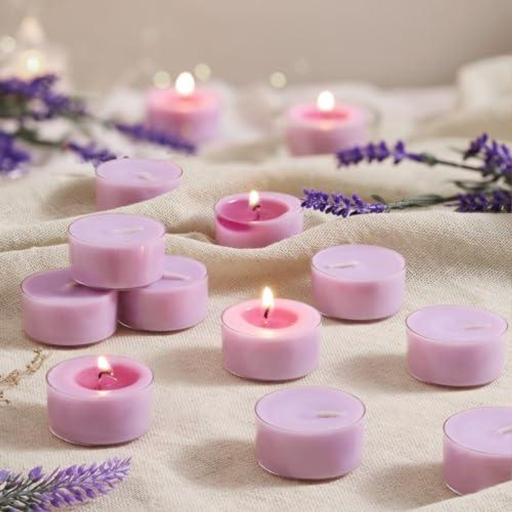 Duftende Teelichter Lavendel-Dämmerung, 48 Stück, violette Produktbild 