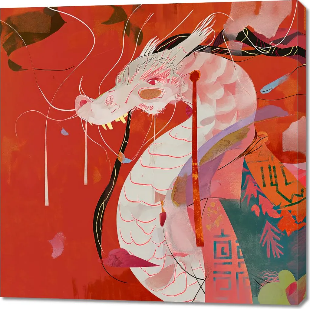 Offerta Quadro Drago 100x100 cm su Tela - Spedizione Rapida Arredo