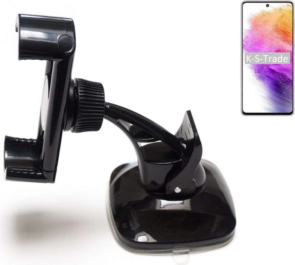 K-S-Trade kompakte Handy-Halterung Windschutzscheibe kompatibel mit Samsung Galaxy A73 5G Armaturenbrett schwarz Autohalterung KFZ Halter
