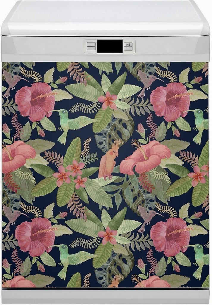 Magnetmatte Geschirrspüle Abwaschbar Küche Magnete Nachbildung 60x80 cm - Papagei im Dschungel