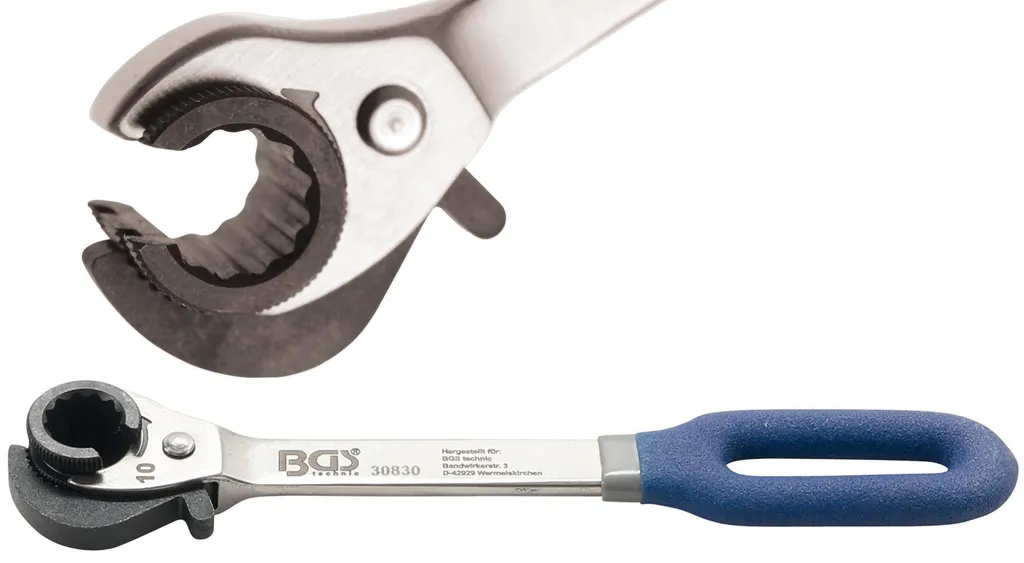 BGS 30830 Clé polygonale à cliquet ouverte 10 mm en acier chrome vanadium