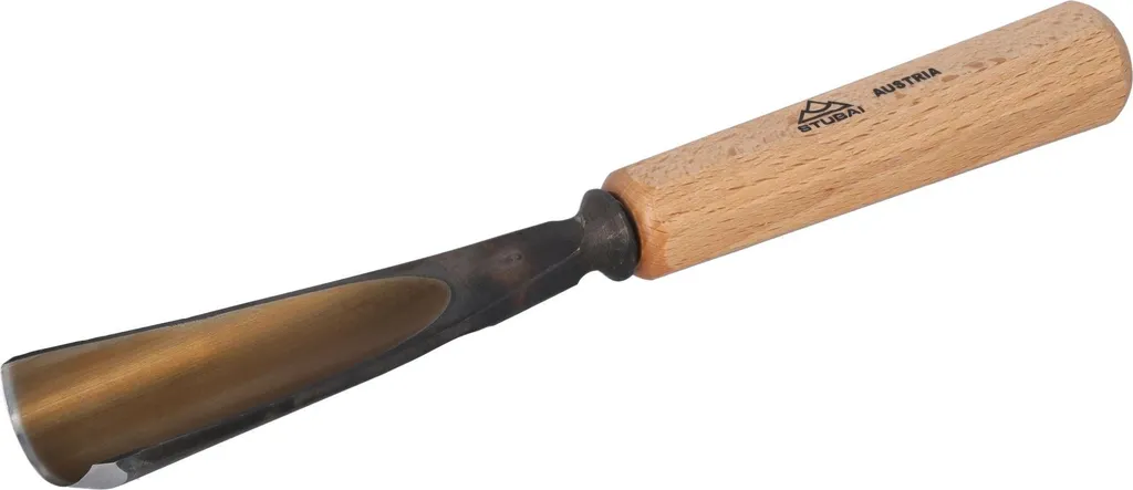 STUBAI Scalpello Serie 52 - Forma 9 | Scalpello diritto 40 mm, con manico in legno, per lavori di figura, rappresentazione di capelli ondulati e acqua, per lavorazioni precise del legno