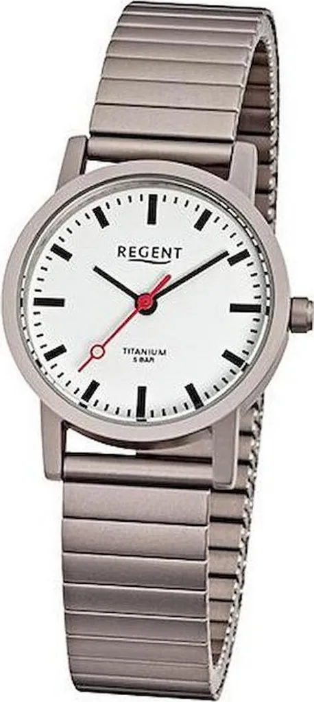 Montre-bracelet pour femme Regent F-476 avec cadran blanc et acier