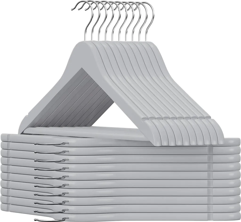 Cintre de penderie RONDO en bois gris lot de 100 pièces pour dressing