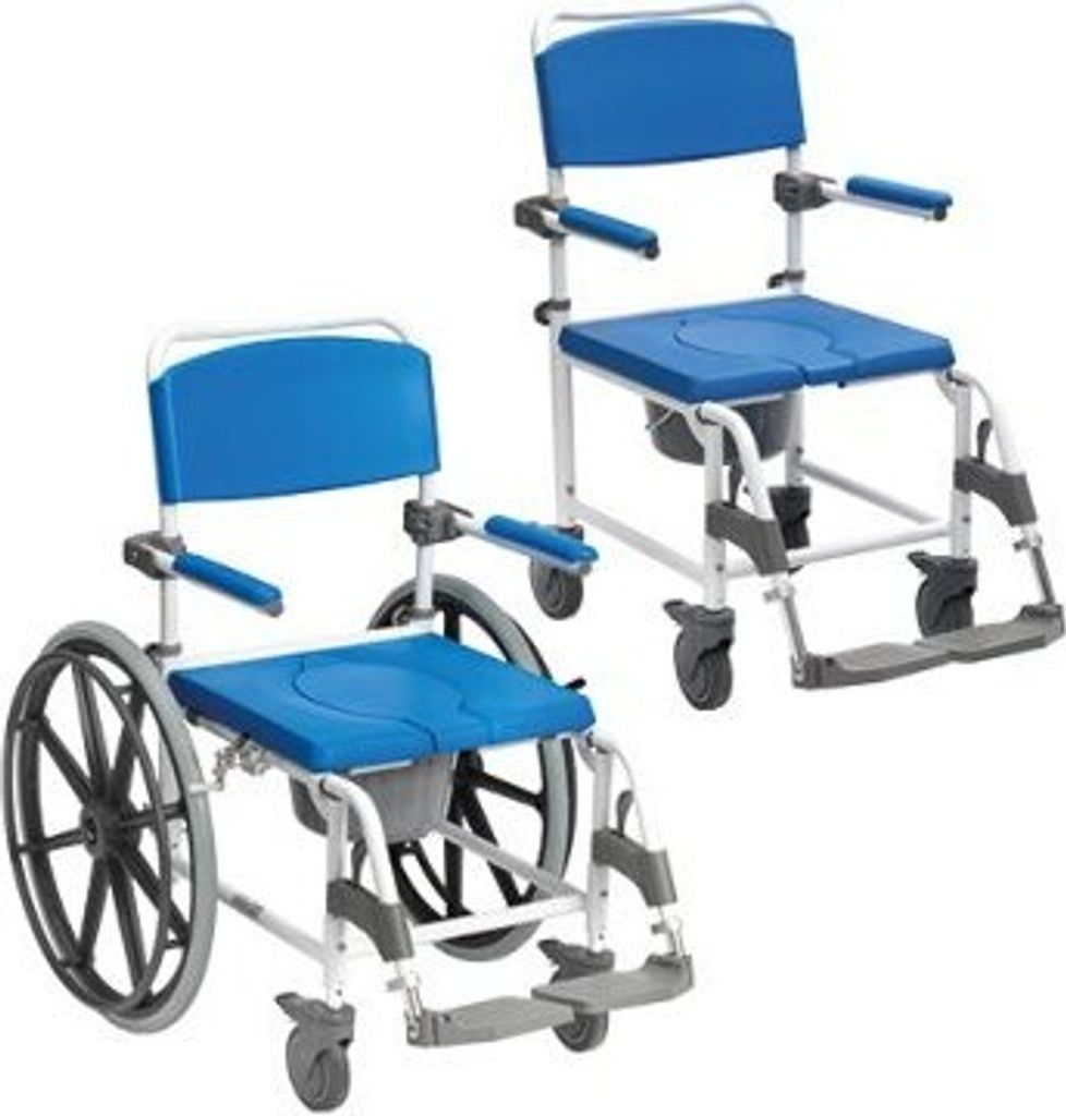 Dusch-Toilettenrollstuhl,ASTON 5"Räder,weiß-blau, Produktbild 