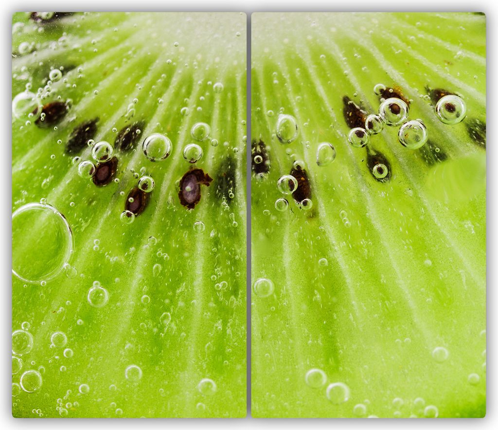 Tulup Glas-Herdabdeckplatte - 2x30x52cm - Glaskeramikkochfeld-Abdeckung Spritzschutz Zweiteilig Kiwi