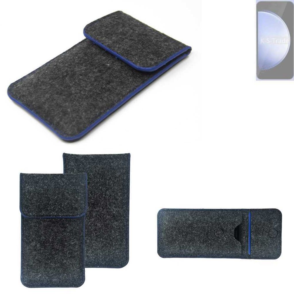 K-S-Trade Handy-Hülle Schutz-Hülle kompatibel mit Samsung Galaxy S23 FE SM8450 Filztasche Pouch Tasche Case Sleeve Filzhülle dunkelgrau, blauer