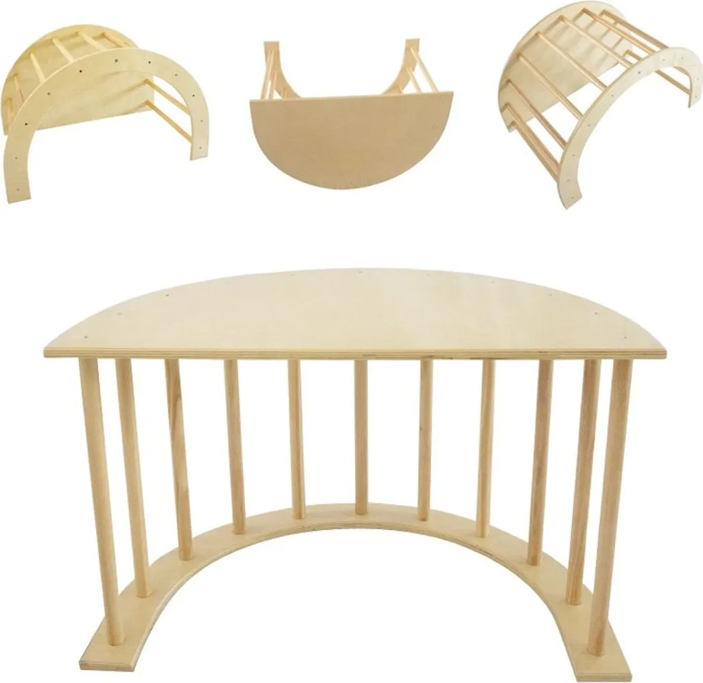 Bascule en Bois et Échelle à Grimper avec Zone de Repos pour Enfant
