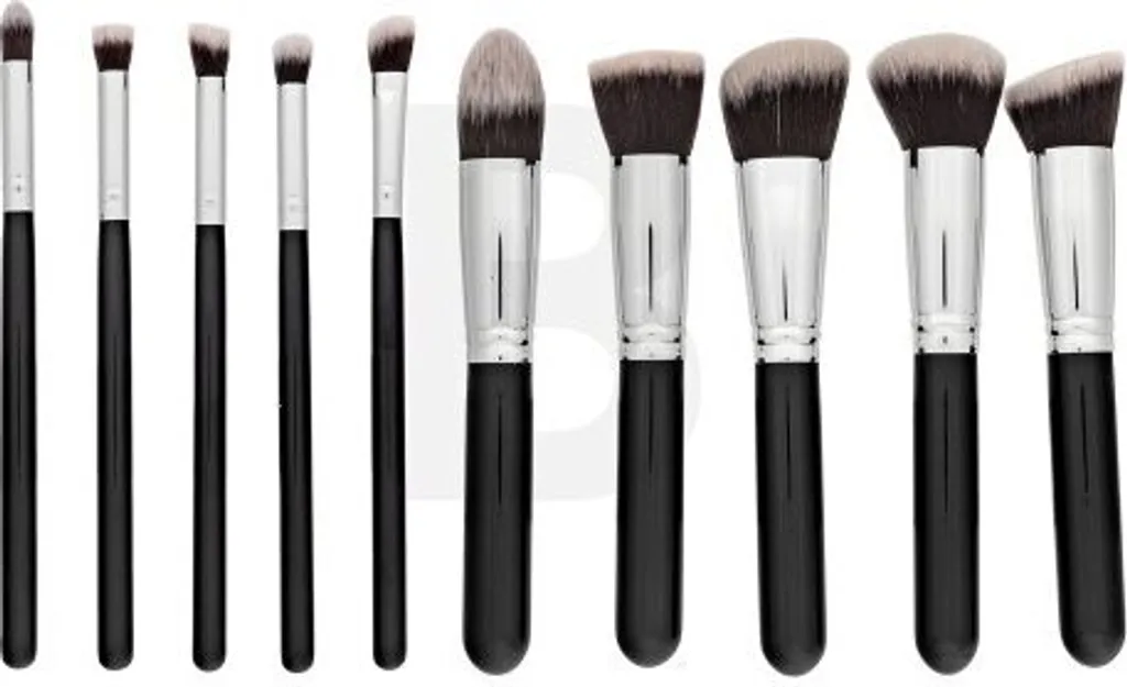 Pinceaux Maquillage Kabuki Noir MIMO avec Poils Soyeux - Lot de 10