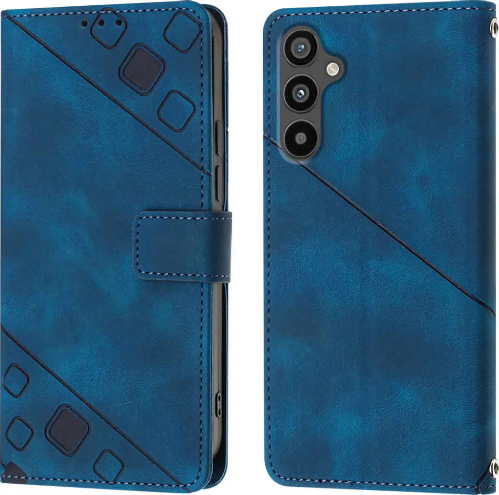 Cover Flip Samsung A34 Blu con Supporto Stand e Porta Carte