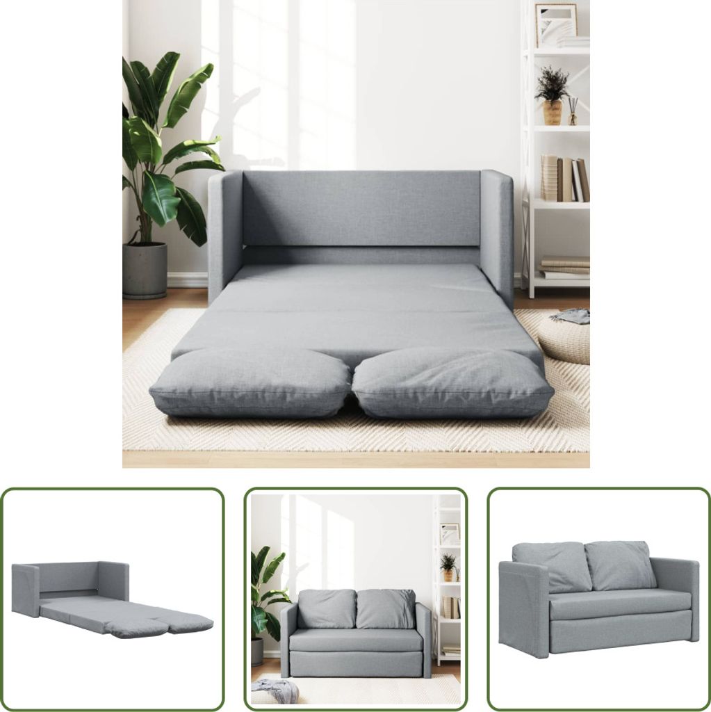 The Living Store Bodensofa mit Schlaffunktion Hellgrau Produktbild 
