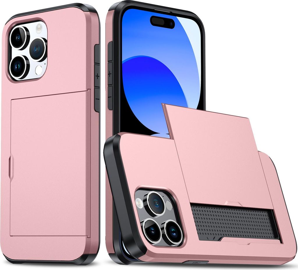 Hülle für iPhone 13 Pro mit Kartenhalter, strapazierfähige, schützende, doppellagige, stoßfeste Hülle mit verstecktem Kartenschlitz, schlanke...