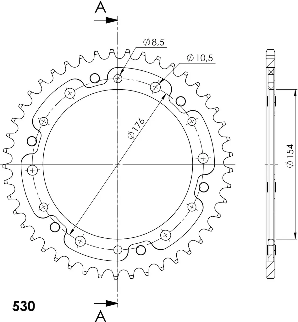 Couronne bi-matière Supersprox Stealth 530 45 dents noire RST-1340