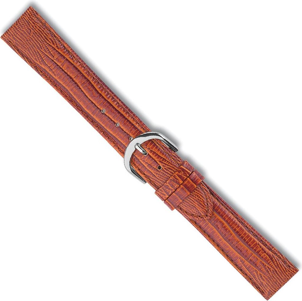 Uhrenarmband | Leder Eidechsprägung seidenglänzend | braun | 26941, Stegbreite:12mm