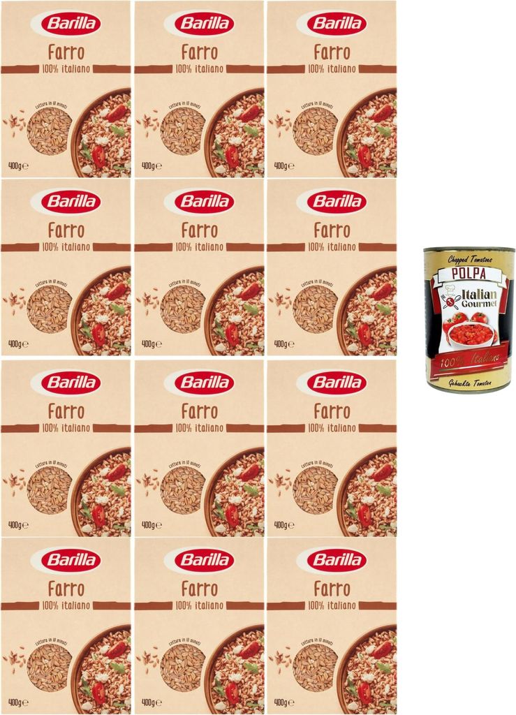 Barilla Farro 100% Italiano Getreide 12 x 400 g | Nussiges, ballaststoffreiches Korn für Salate, Bowls & Beilagen | Schnell gekocht & vielseitig +...