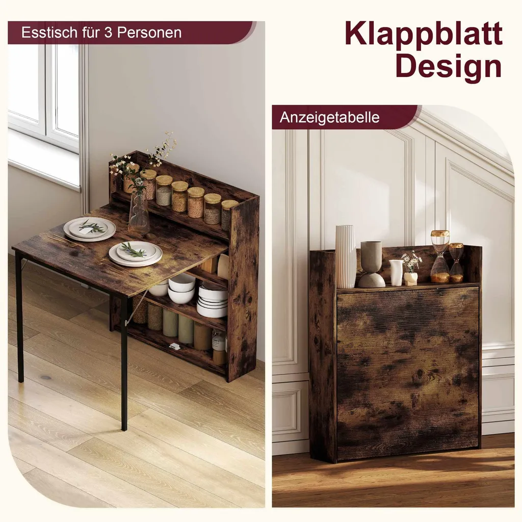 Petite table à manger pliable pour cuisine ou studio avec rangement loft