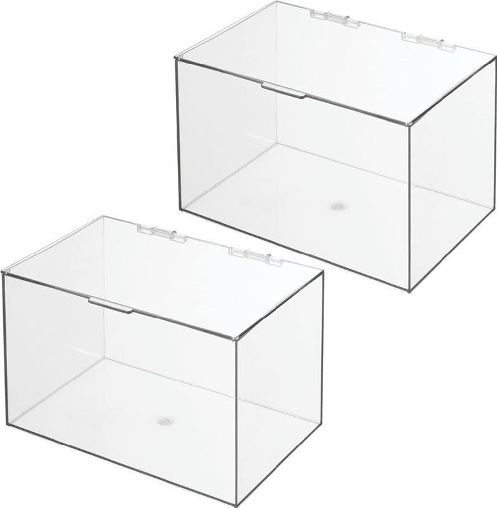 Aufbewahrungsbox Organizer 2er Set mit Klappdeckel stapelbar mDesign transparent
