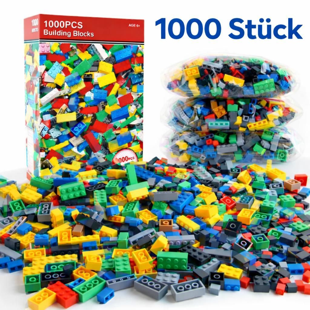 Baustein Set 1000 Stück Baustein Mix Klemmbaustein Mix Bauklötze Bricks Zufällige Steine Kinder Bauset Kreativ Bauen