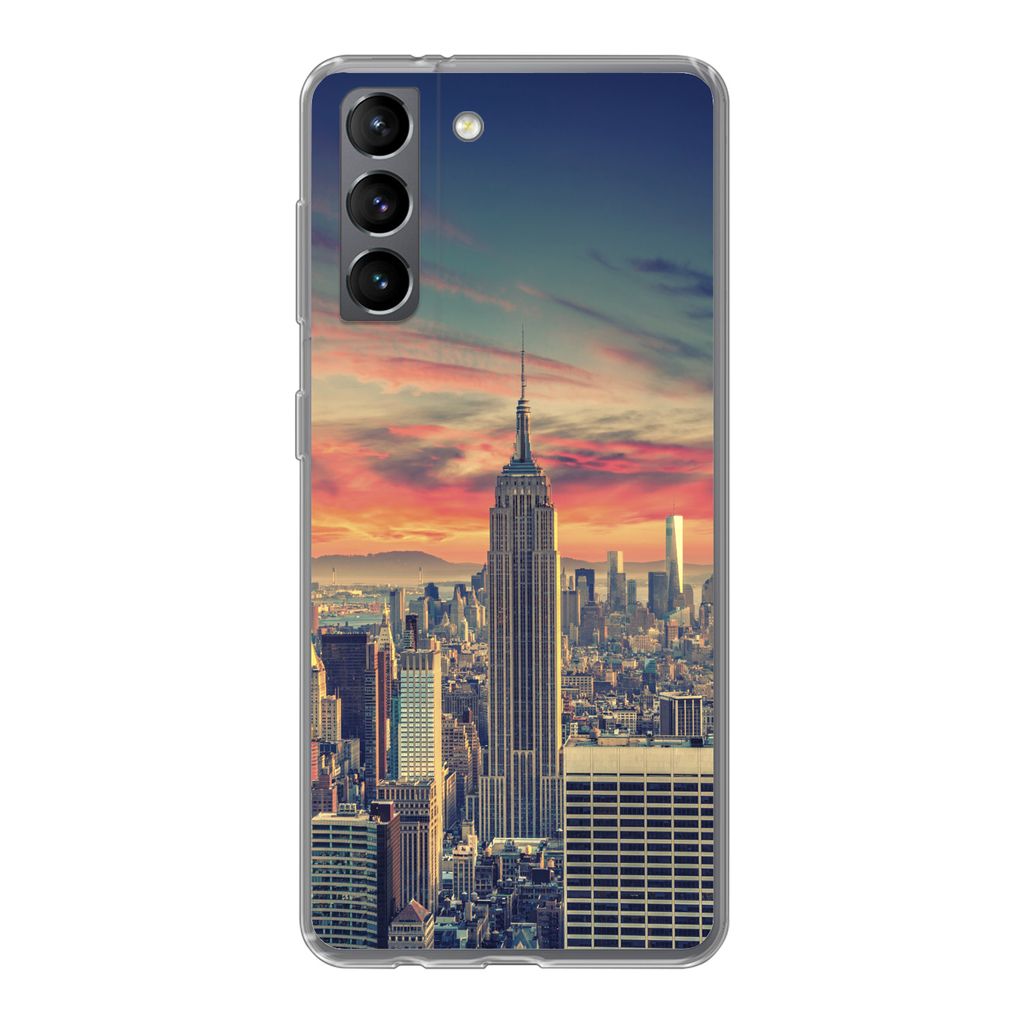 MuchoWow Handyhülle Schutzhülle Hülle für Samsung Galaxy S21 New York - Manhattan - Empire State Building Silikon Softcase Handy Hülle - Sof...