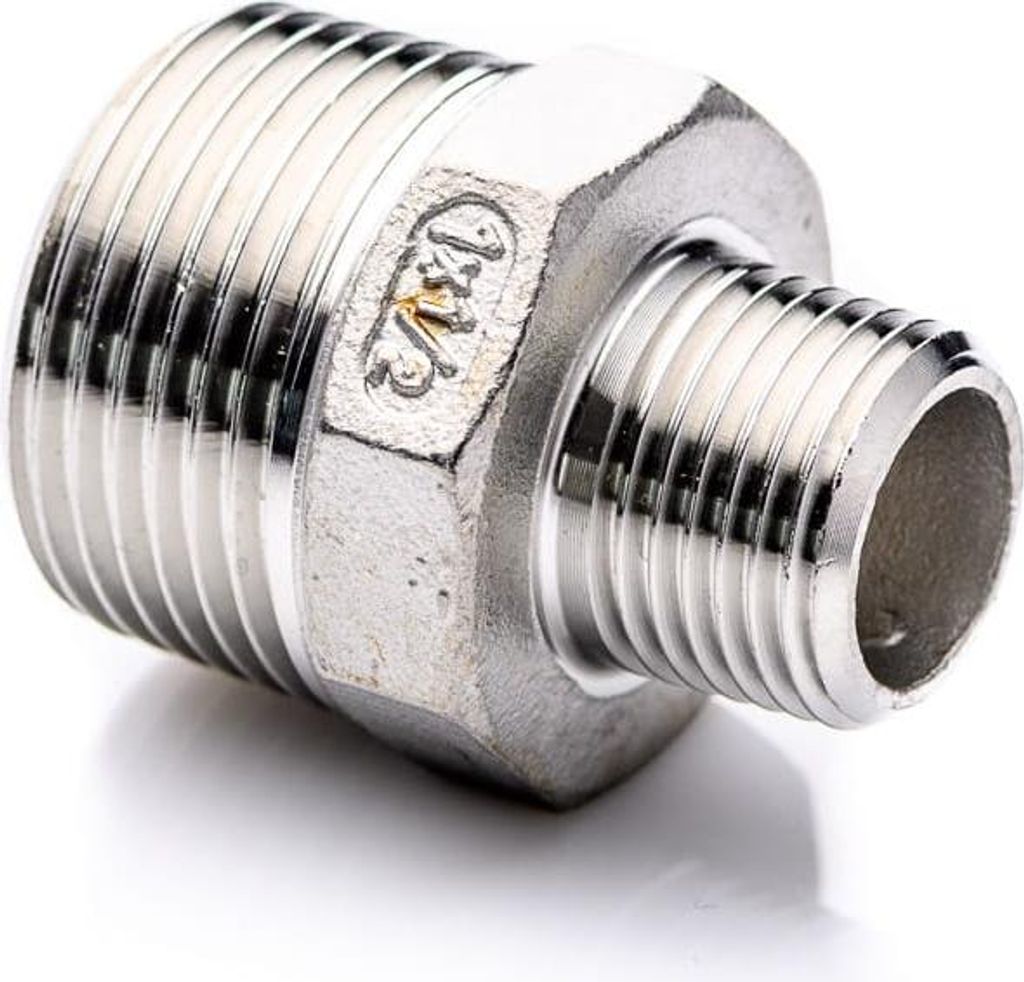 POLBERIS Edelstahl Nippel 1/2'' x 1'' BSP G ISO-7 Rp Gewindeverbindung aus Stahl 316 rostfrei Sechskant Fitting Adapter