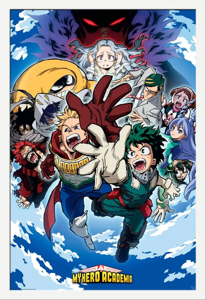 My Hero Academia - Poster - Eri & Group + cornice rimovibile, Shinsuke® Maxi MDF bianco, vetro acrilico