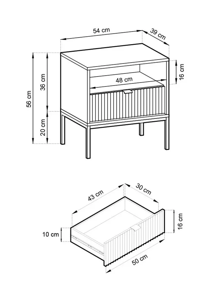Comodino MISHEEL Nero - Mobile Notte Design Moderno per Camera - 4