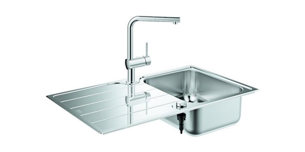 Spülen-Bundle K500 31573_1 enthält Edelstahlspüle/Minta SPT-Batterie chrom