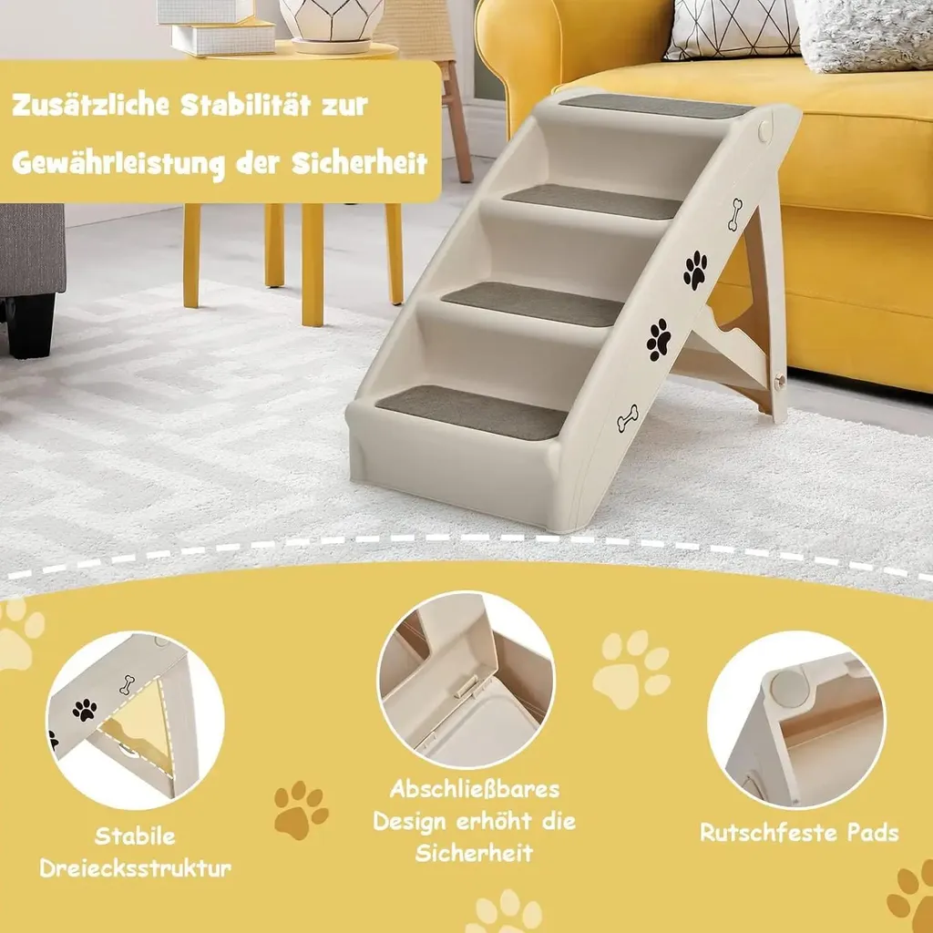 Escalier à 4 marches pour chiens et chats pliable en plastique résistant
